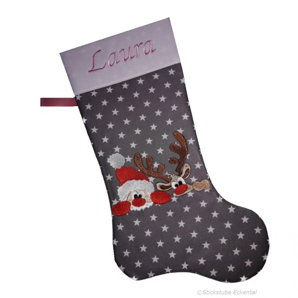 Nikolausstiefel Rentier und Weihnachtsmann XXL mit Name